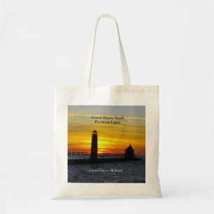 Grand Haven South Pierhead Ljus sunset to bag Tygkasse