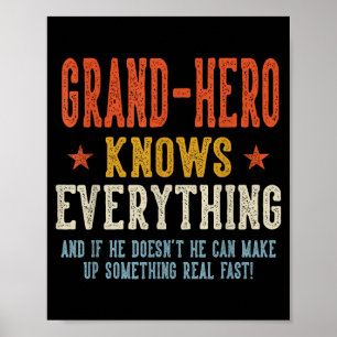 Grand-hero vet allt fars dag retro poster