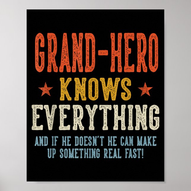Grand-hero vet allt fars dag retro poster (Framsidan)