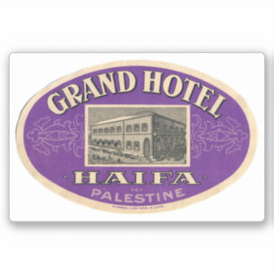 Grand Hotel Haifa Palestine Klistermärken