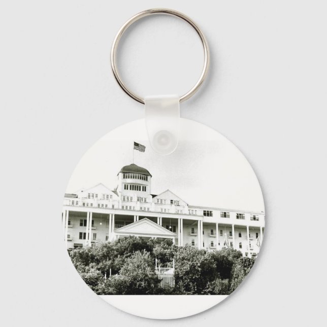 Grand Hotel, Mackinac Island, svart och vitt Nyckelring (Framsida)