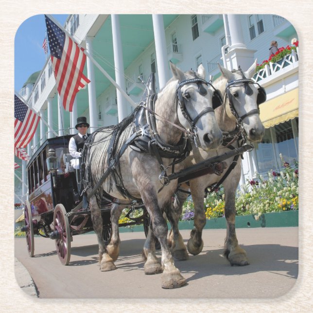 Grand Hotel - Mackinac-ön Michigan Underlägg Papper Kvadrat (Framsidan)