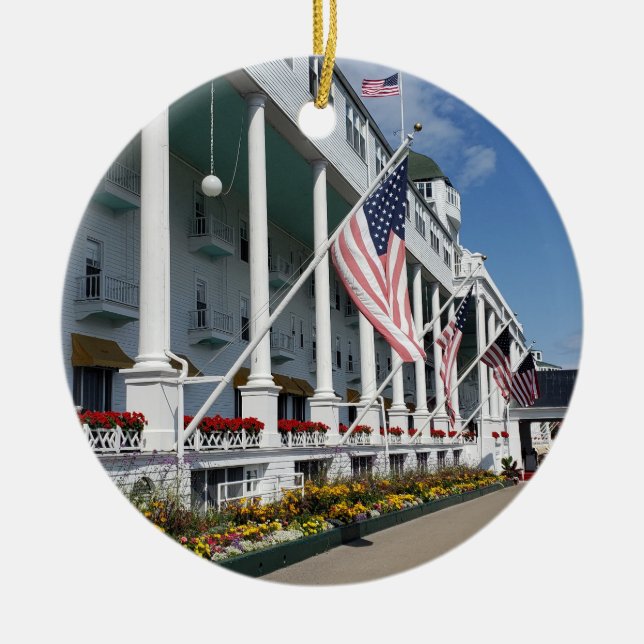 Grand Hotel på Mackinac Island, Michigan Julgransprydnad Keramik (Framsidan)