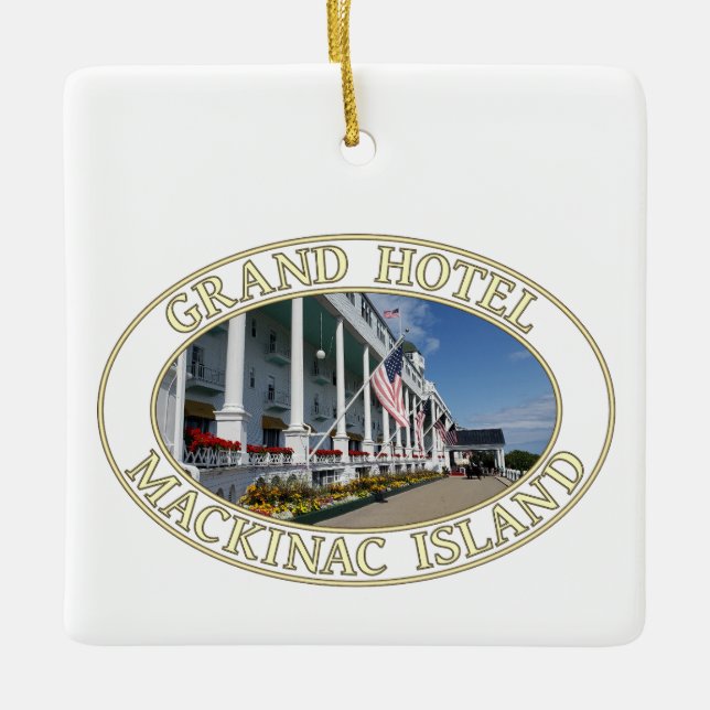 Grand Hotel på Mackinac-ön Michigan Julgransprydnad Keramik (Framsida)