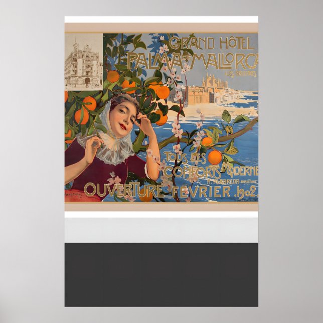 Grand Hotel Palma de Mallorca Baleariska öarna Poster (Framsidan)