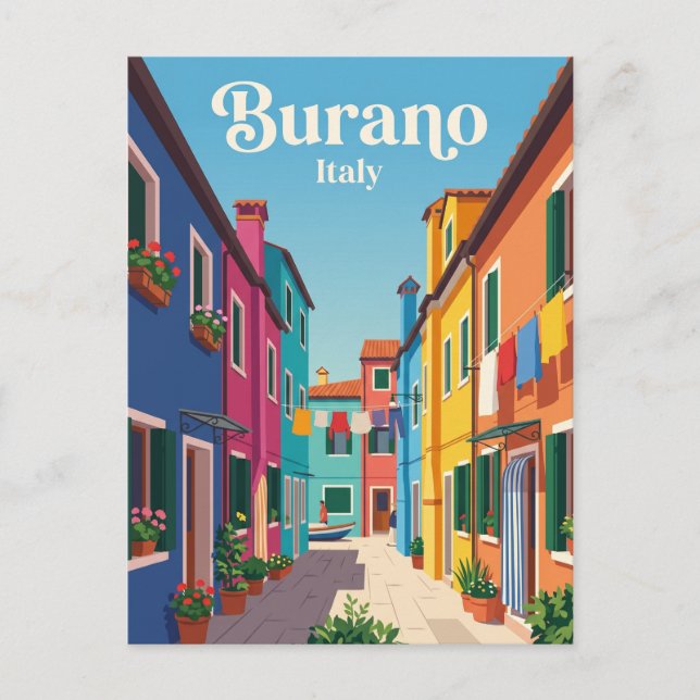 Gränd i Burano Italien Vykort (Framsida)