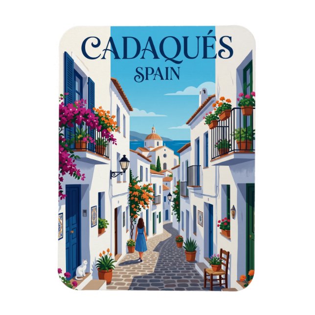 Gränd i Cadaques Spanien Spanien Magnet (Vertikal)