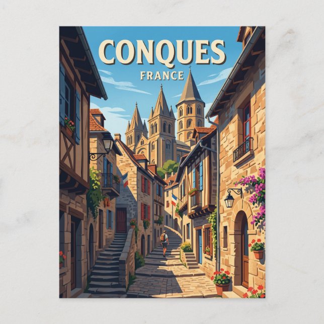 Gränd i Conques Frankrike Vykort (Framsida)