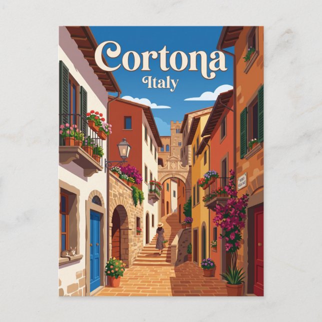 Gränd i Cortona Italien Vykort (Framsida)
