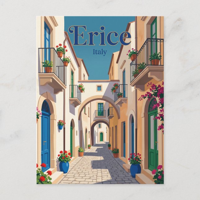Gränd i Erice Italien Vykort (Framsida)