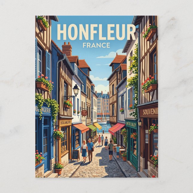 Gränd i Honfleur Gamla Stan Frankrike Vykort (Framsida)