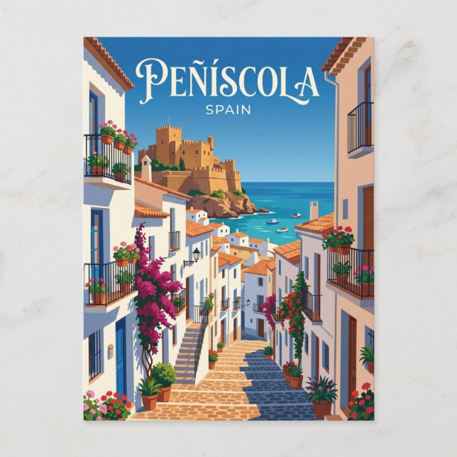 Gränd i Peñíscola Spanien Vykort (Framsida)