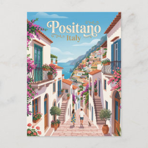 Gränd i Positano Italien Vykort