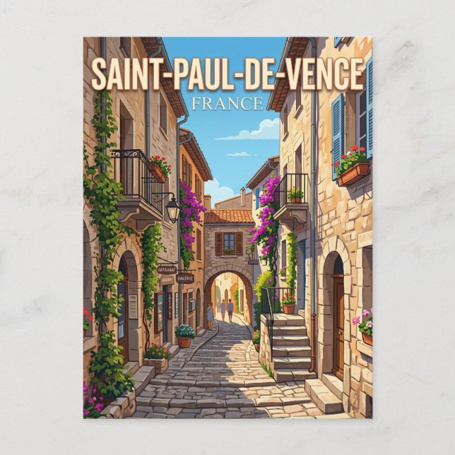 Gränd i Saint-Paul-de-Vence Frankrike Vykort (Framsida)