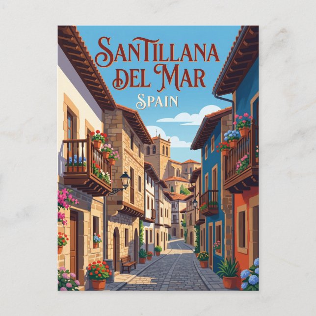 Gränd i Santillana del Mar Spanien Vykort (Framsida)