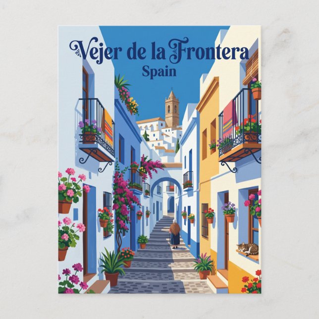 Gränd i Vejer de la Frontera Spanien Vykort (Framsida)