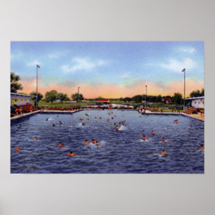 Grand Island Nebraska Municipal Swimming Bassäng Poster