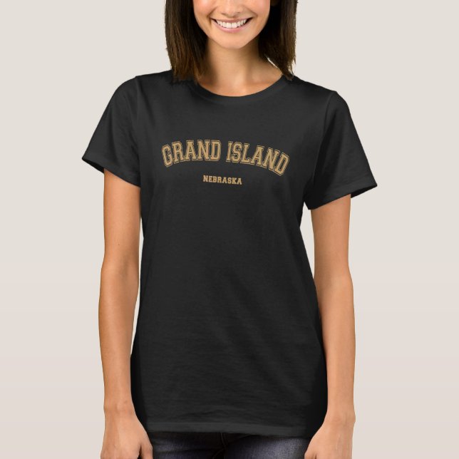 Grand Island Sports College Stil på Grand Island T Shirt (Framsida)