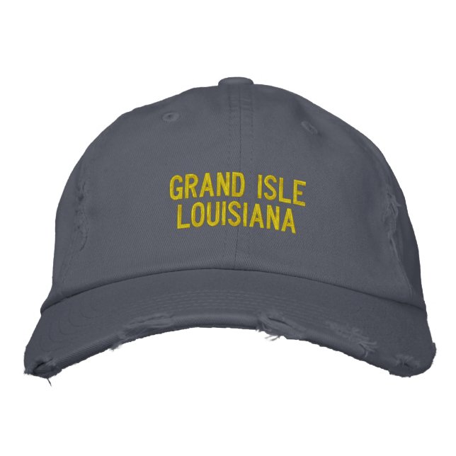 Grand Isle, Louisiana Embroiderade Cap Broderad Keps (Framsida)