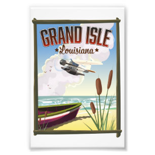 Grand Isle, Louisiana Reseskylt Fototryck