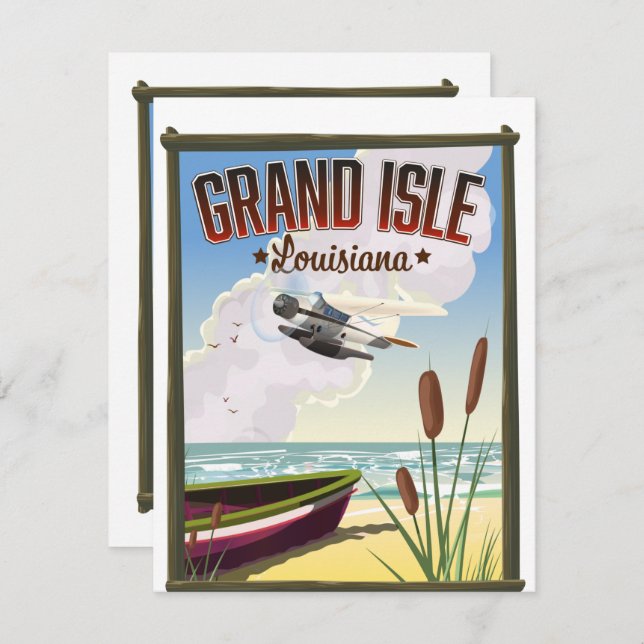 Grand Isle, Louisiana Travel-affisch (Fram/baksida)