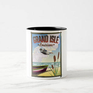 Grand Isle, Louisiana Travel-affisch Två-Tonad Mugg