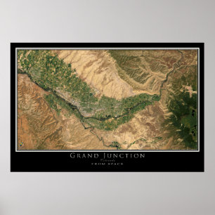 Grand Junction Colorado från Space Satellite Karta Poster