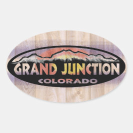 Grand Junction Colorado wood flagga oval-klistermä Ovalt Klistermärke