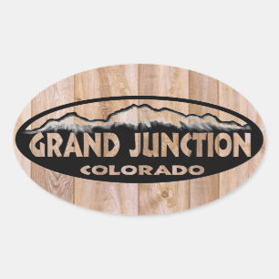 Grand JunctionColorado trä undertecknar ovala Ovalt Klistermärke