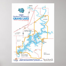Grand Lake OK karta Poster