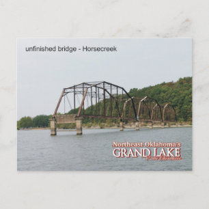 Grand Lake Oklahoma vykort oavslutad bro 1