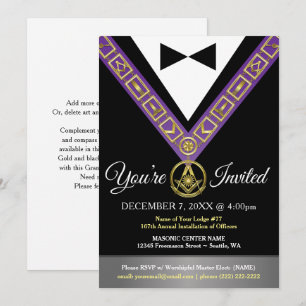 Grand Lodge Masonic-inbjudan Lila och Guld Inbjudningar