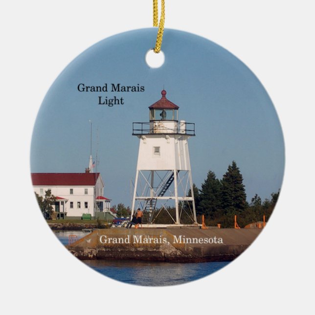 Grand Marais Light-cirkelornament Julgransprydnad Keramik (Framsidan)