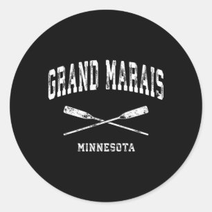 Grand Marais Minnesota Nautical Crossed Oars Runt Klistermärke