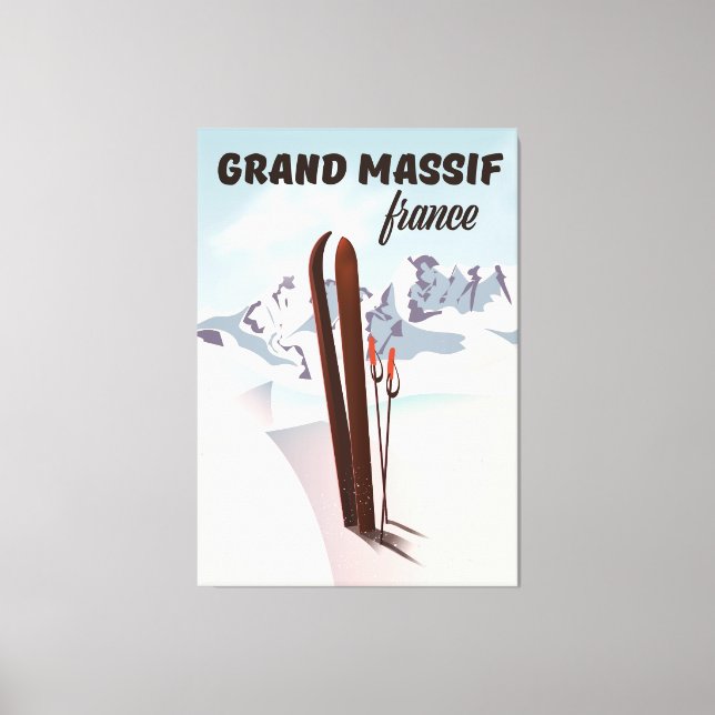 Grand Massif frankrike ski poster konst. Canvastryck (Framsida)
