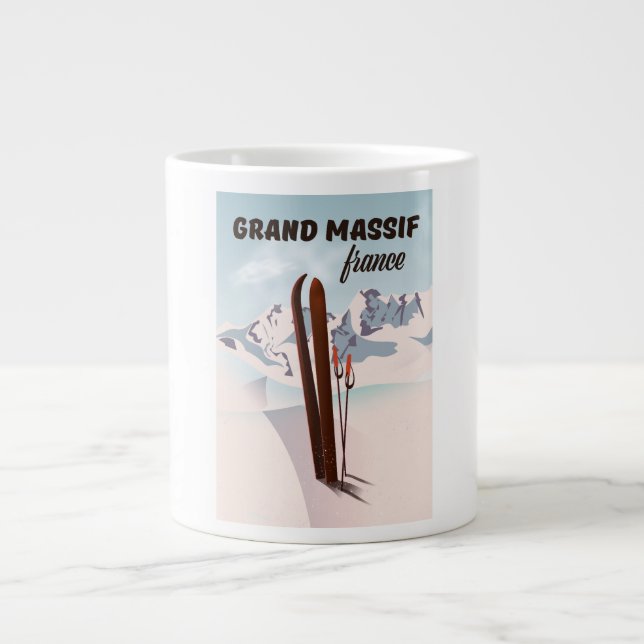 Grand Massif Frankrike skidposter konst. Jumbo Mugg (Framsidan)
