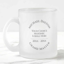 Grand Master Masonic Frosted Glass Coffee Mugg