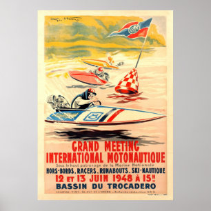 Grand Meeting Motonautique Boat Tävla Geo Ham Poster