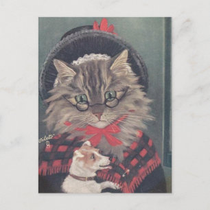 Grand-Mère chatta et chien Vykort