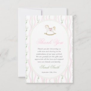 Grand millennial Gungande Häst Baby Shower Flicka Tack Kort