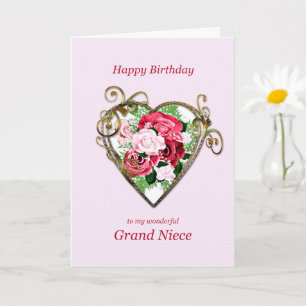 Grand Niece Birthday Antique Paated Ro Kort
