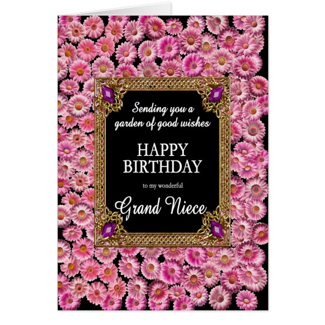 Grand Niece Birthday Rosa Daisy Hälsningskort (Framsidan)
