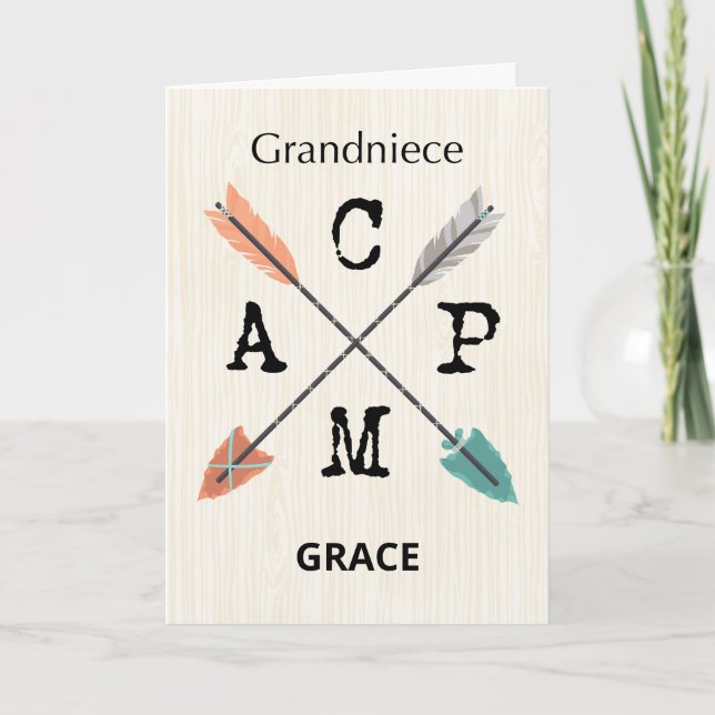 Grand Niece Camp Personalize Namn-pilar Kort (Framsida)
