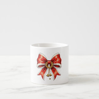 Grand nœud rouge festif aquarelle – Élégance vinta Espressomugg