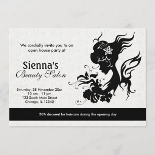 Grand Open Beauty Salon (svart) Inbjudningar
