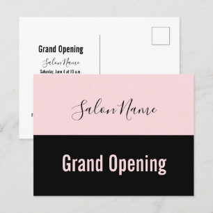 Grand Open Blek Rosa Black Beauty Salon Namn Vykort