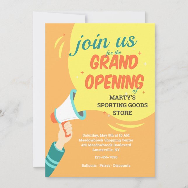 Grand Open Bull Horn-inbjudan Inbjudningar (Framsida)