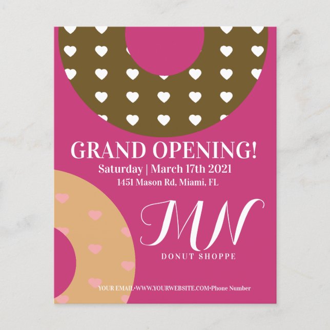 Grand Open Donut Shop-händelse Flygblad (Framsidan)