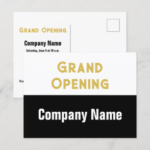 Grand Open Guld Black and White Company Namn Vykort
