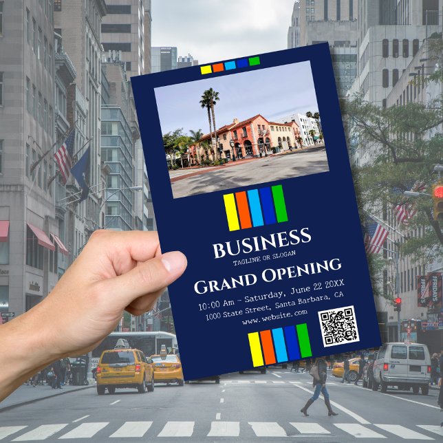 Grand Open Photo Rand QR-kod Blue Flygblad (Skapare uppladdad)